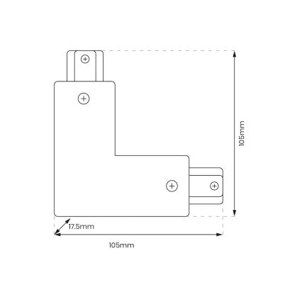 Steckverbinder für Leuchten im Schienensystem 1-phasiger Typ L + Netzteil schwarz
