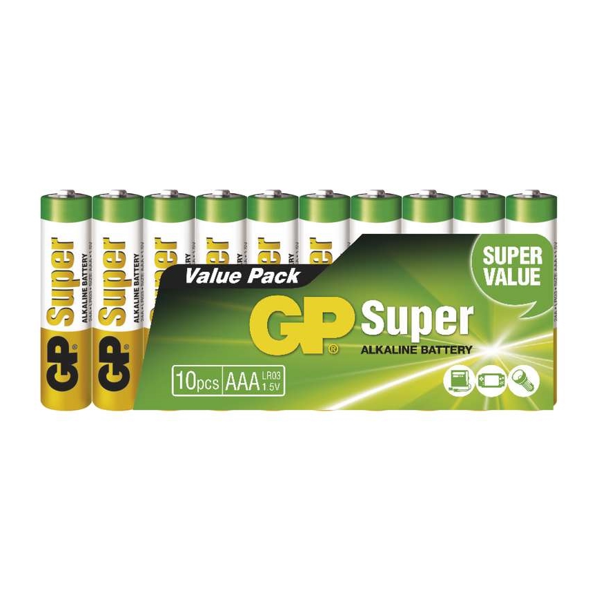10 Stk. alkalische Batterien AAA GP SUPER 1,5V
