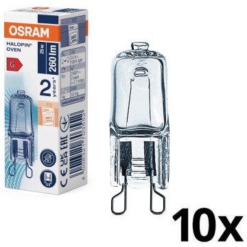 10er-Set Backofen-Halogenlampe HALOPIN G9/25W/230V/2700K - Osram