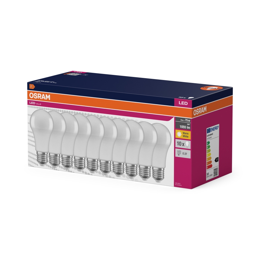 10er-Set LED-Leuchtmittel CLASSIC A75 E27/10W/230V 2700K - Osram