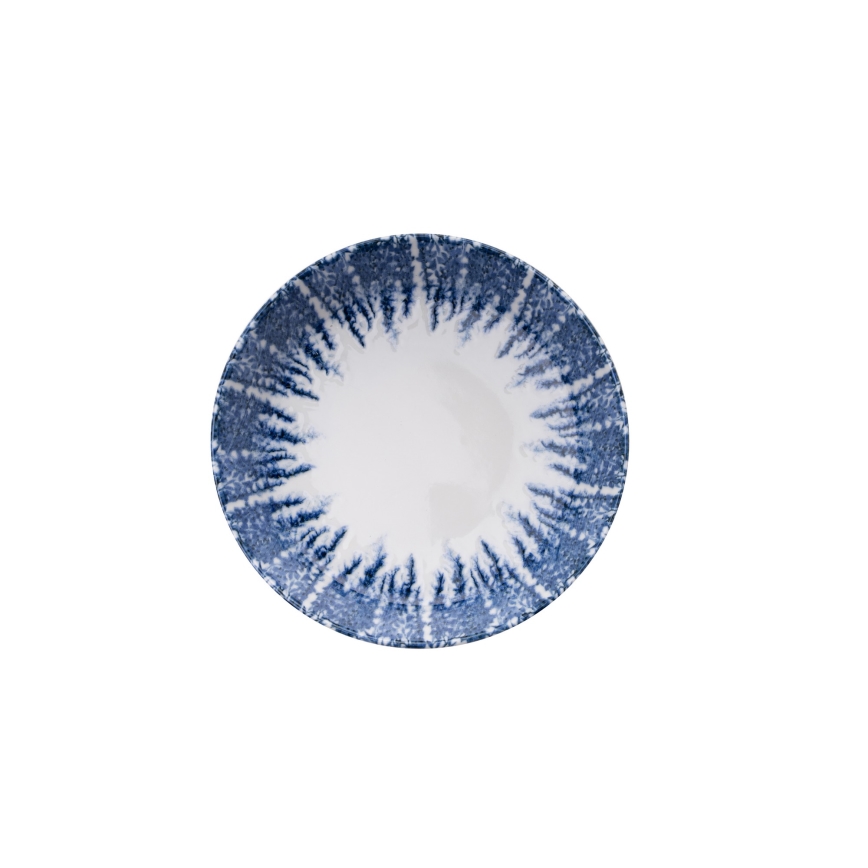 12-teiliges Geschirrset aus Porzellan, Weiß/Blau