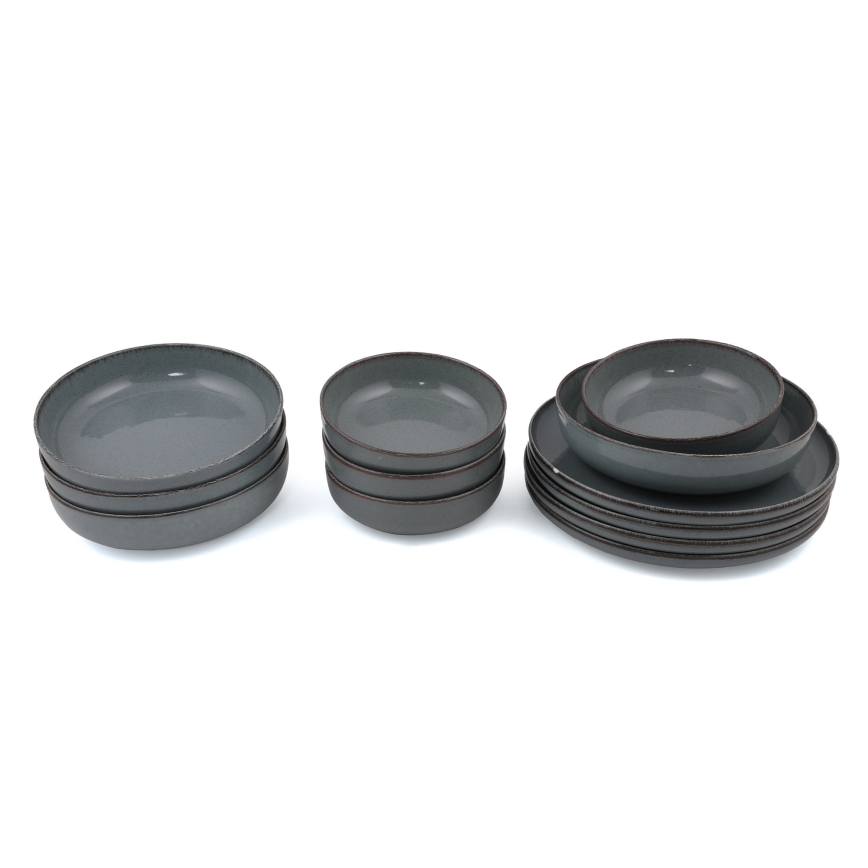 12-teiliges Speiseservice, grau/Porzellan