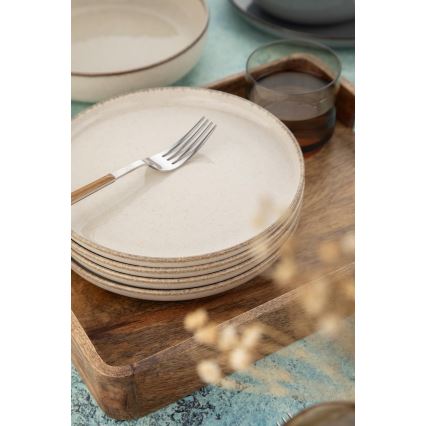 16-teiliges Geschirrset, grau/beige, Porzellan