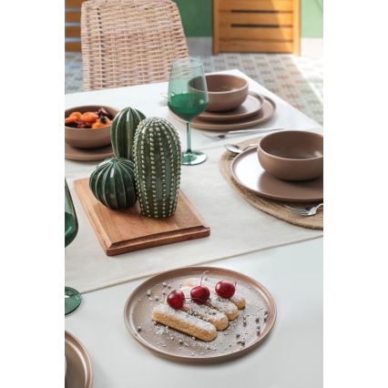 18-teiliges Essgeschirr-Set, braun/Keramik