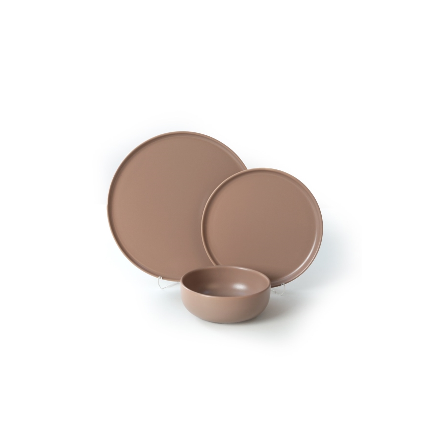 18-teiliges Essgeschirr-Set, braun/Keramik