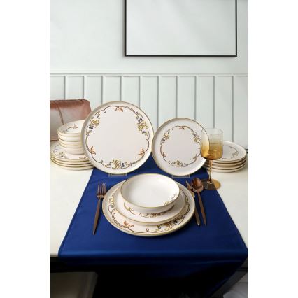 18-teiliges Geschirrset creme/gold/Keramik