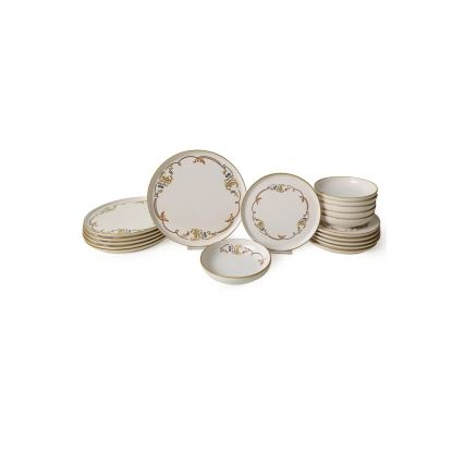 18-teiliges Geschirrset creme/gold/Keramik