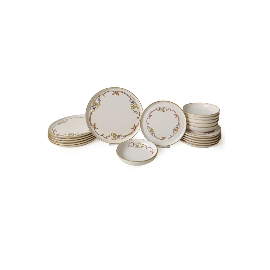 18-teiliges Geschirrset creme/gold/Keramik
