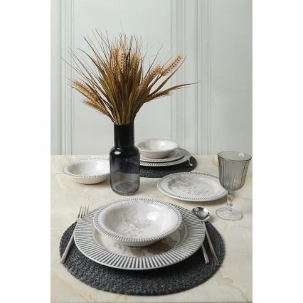 18-teiliges Geschirrset grau/creme/Keramik
