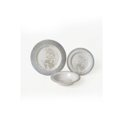 18-teiliges Geschirrset grau/creme/Keramik