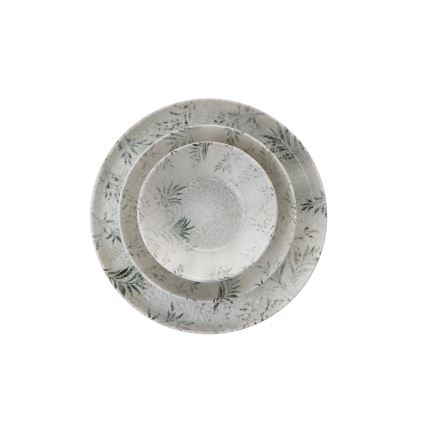 18-teiliges Geschirrset, grau/Porzellan