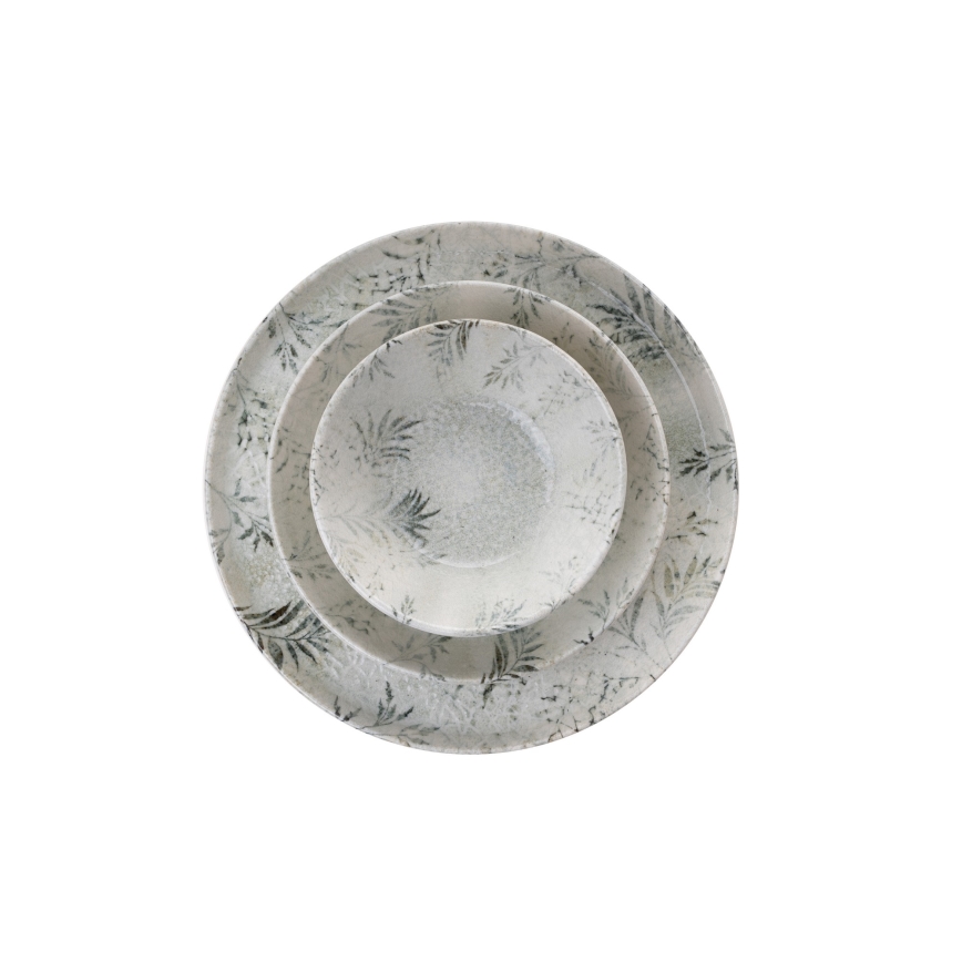 18-teiliges Geschirrset, grau/Porzellan