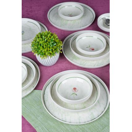 18-teiliges Geschirrset, grün/Porzellan