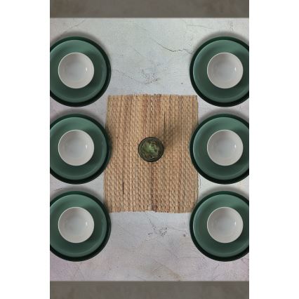 18-teiliges Geschirrset, grün/weiß, Keramik