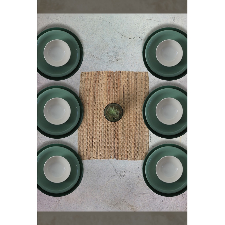 18-teiliges Geschirrset, grün/weiß, Keramik