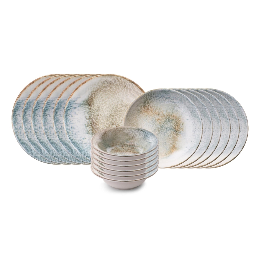 18-teiliges Geschirrset mehrfarbig/Porzellan