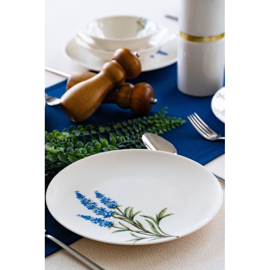 18-teiliges Geschirrset weiß/blau/grün/Porzellan