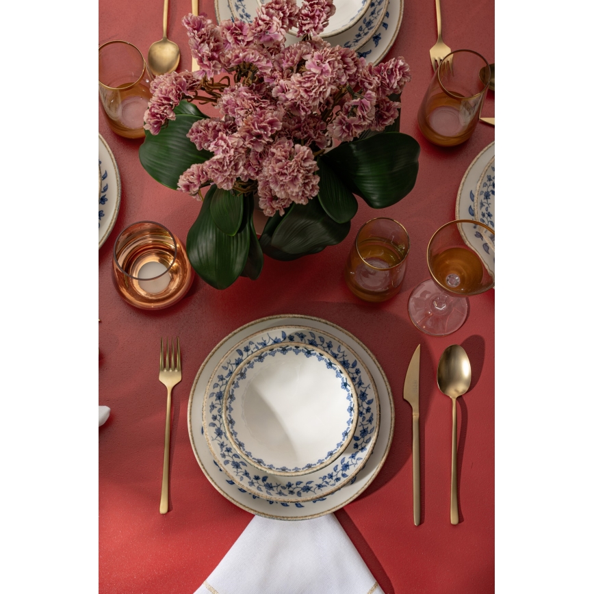 18-teiliges Geschirrset weiß/blau/Porzellan