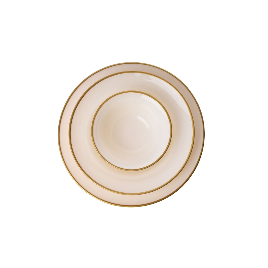 18-teiliges Tafelservice, Beige/Gold, Porzellan