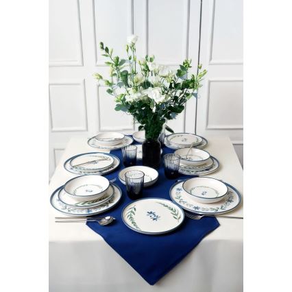 18-teiliges Tafelservice, weiß/blau/grün, Keramik