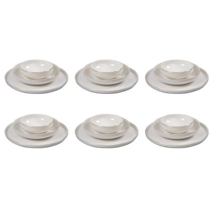 18-teiliges Tafelservice, weiß/gold, Porzellan