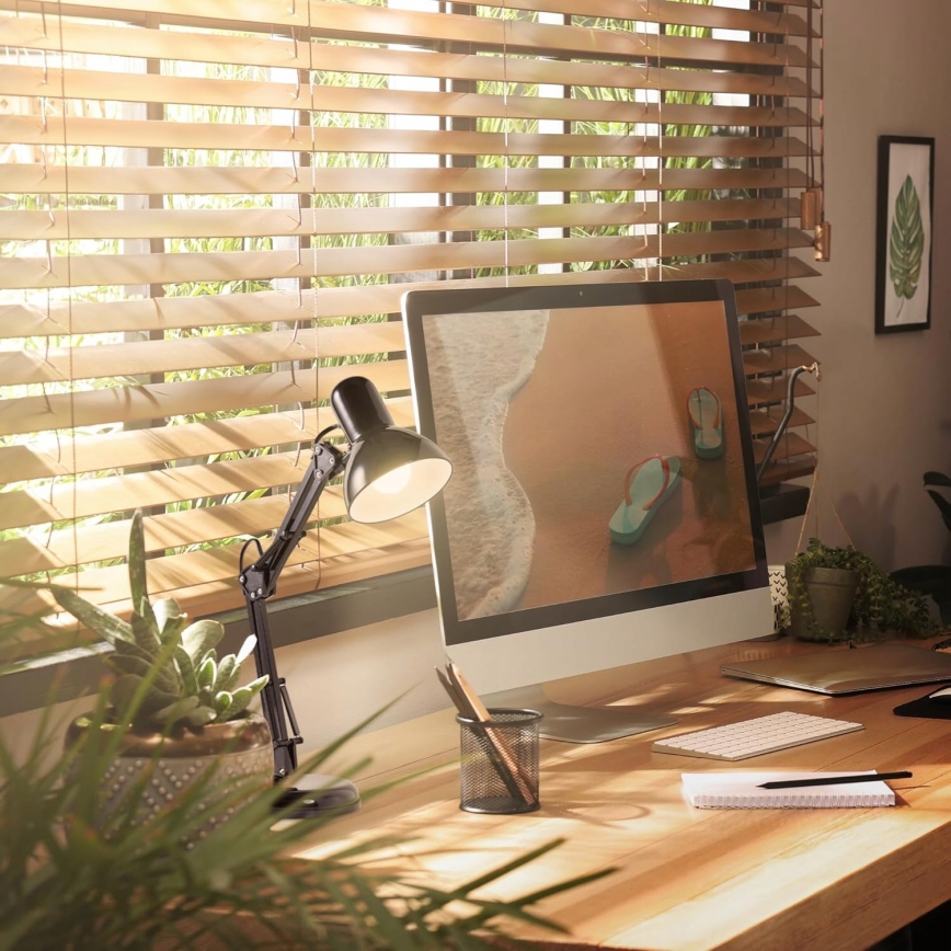 2-in-1 Tischlampe mit Clip, 1xE27/60W/230V, schwarz