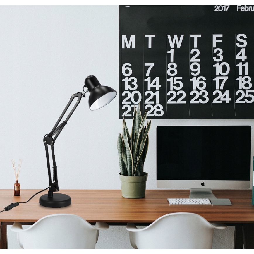 2-in-1 Tischlampe mit Clip, 1xE27/60W/230V, schwarz