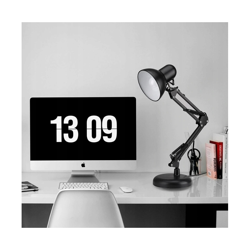 2-in-1 Tischlampe mit Clip, 1xE27/60W/230V, schwarz