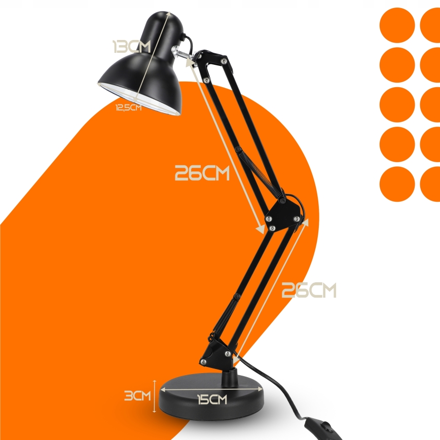 2-in-1 Tischlampe mit Clip, 1xE27/60W/230V, schwarz