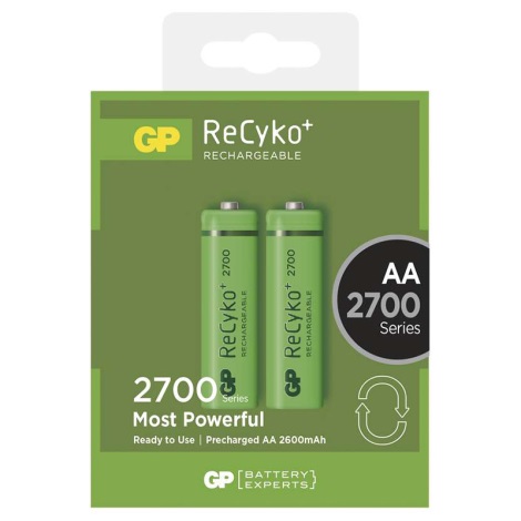 2 Stk. wiederbeladbare Batterien AA GP RECYKO+ NiMH/1,2V/2700 mAh