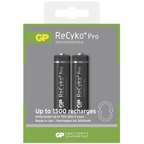 2 Stk. wiederbeladbare Batterien AA GP RECYKO+ PRO NiMH/1,2V/2000 mAh
