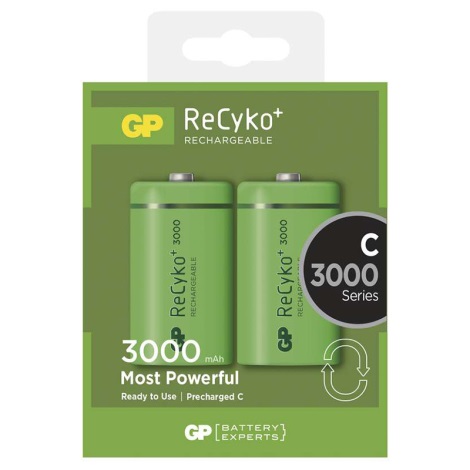 2 Stk. wiederbeladbare Batterien C GP RECYKO+ NiMH/1,2V/3000 mAh