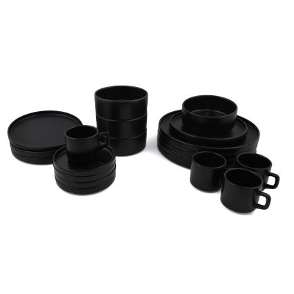 20-teiliges Tafelservice, schwarz/Steingut