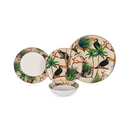 24-teiliges buntes Geschirrset/Keramik