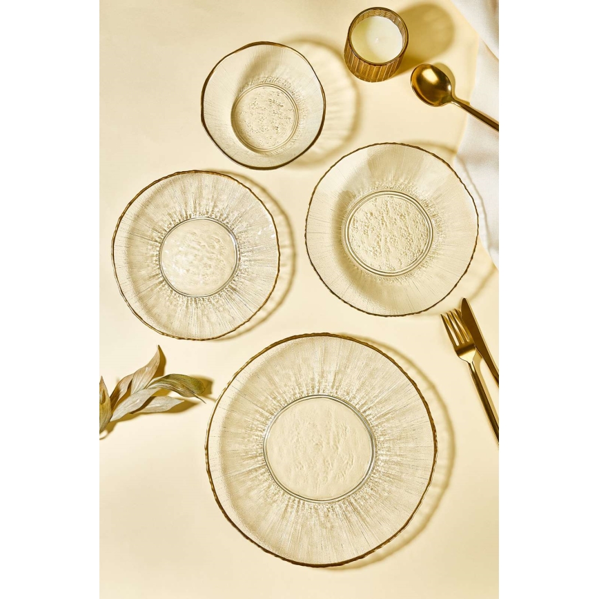 24-teiliges Ess-Set, transparent/goldfarben, Glas