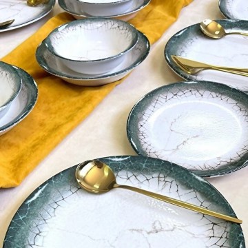 24-teiliges Essgeschirr-Set weiß/anthrazit/Keramik