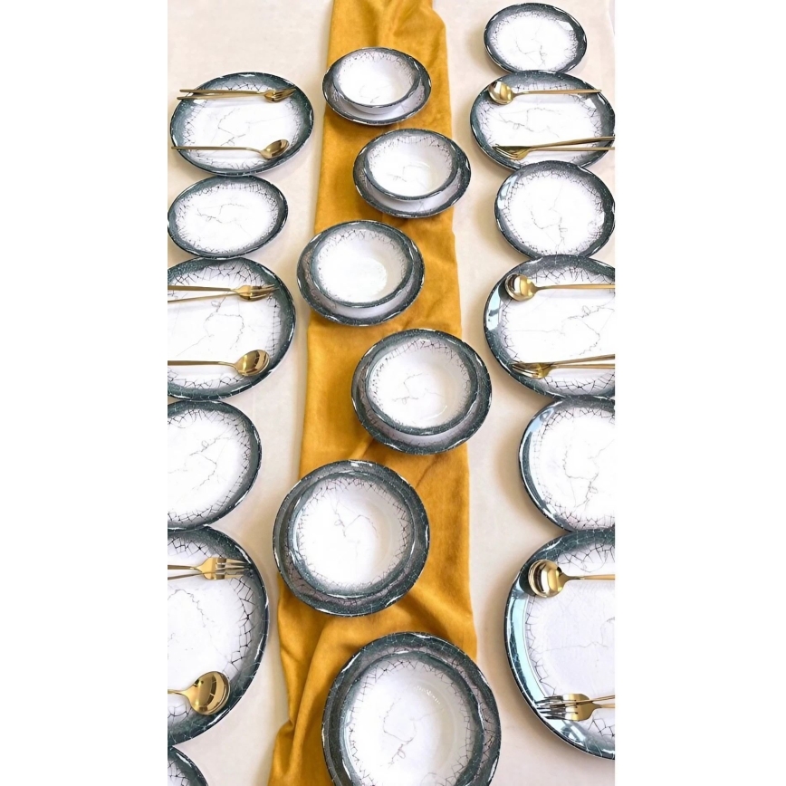 24-teiliges Essgeschirr-Set weiß/anthrazit/Keramik