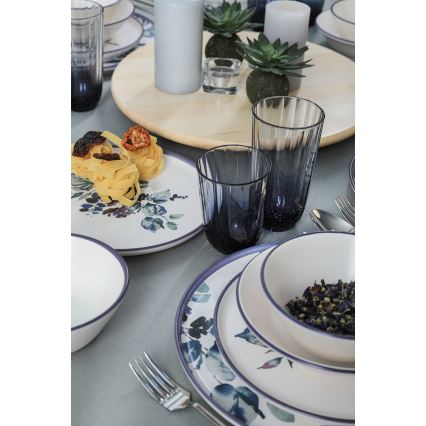 24-teiliges Essgeschirr-Set, weiß/blau, Keramik