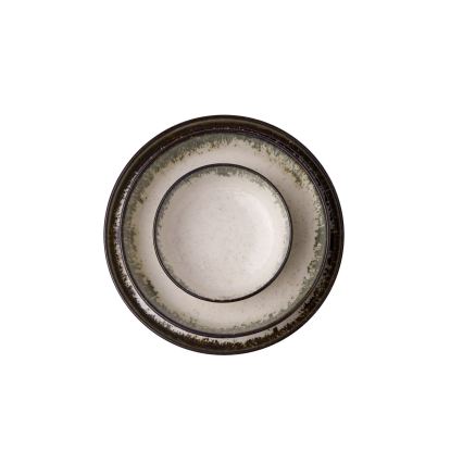 24-teiliges Essservice aus Porzellan, weiß/braun