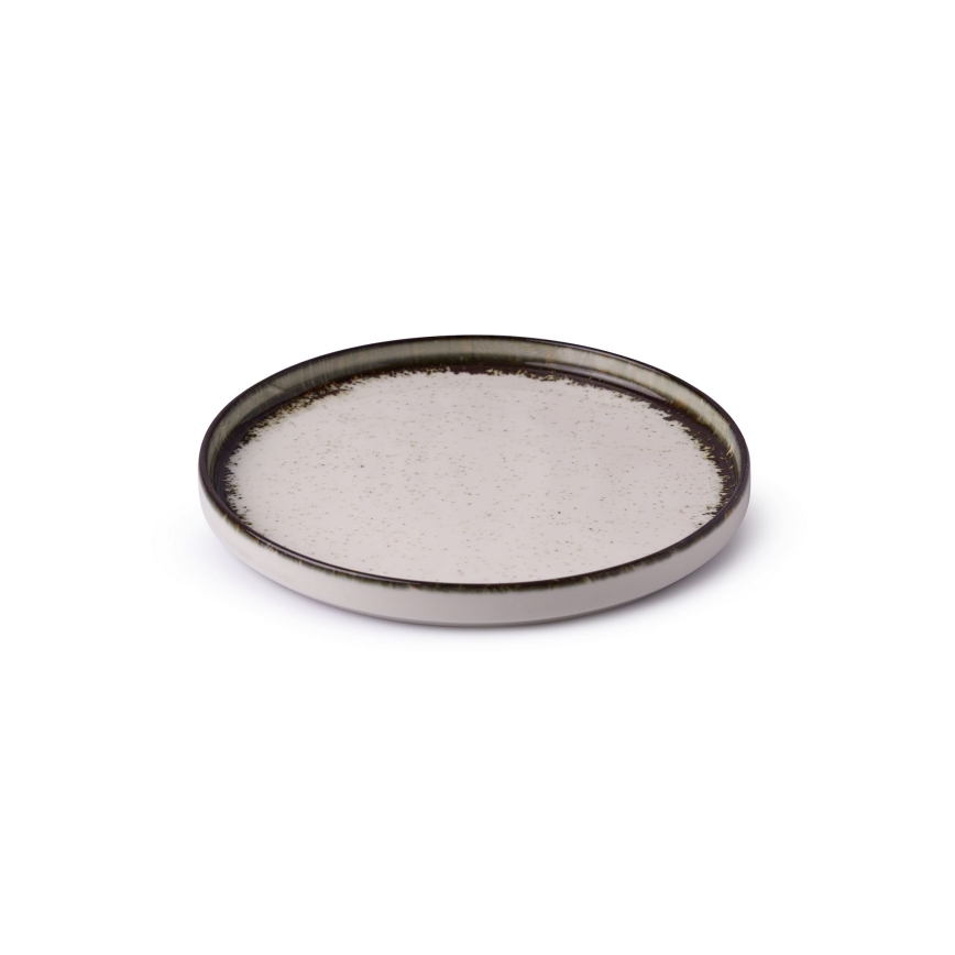 24-teiliges Essservice aus Porzellan, weiß/braun