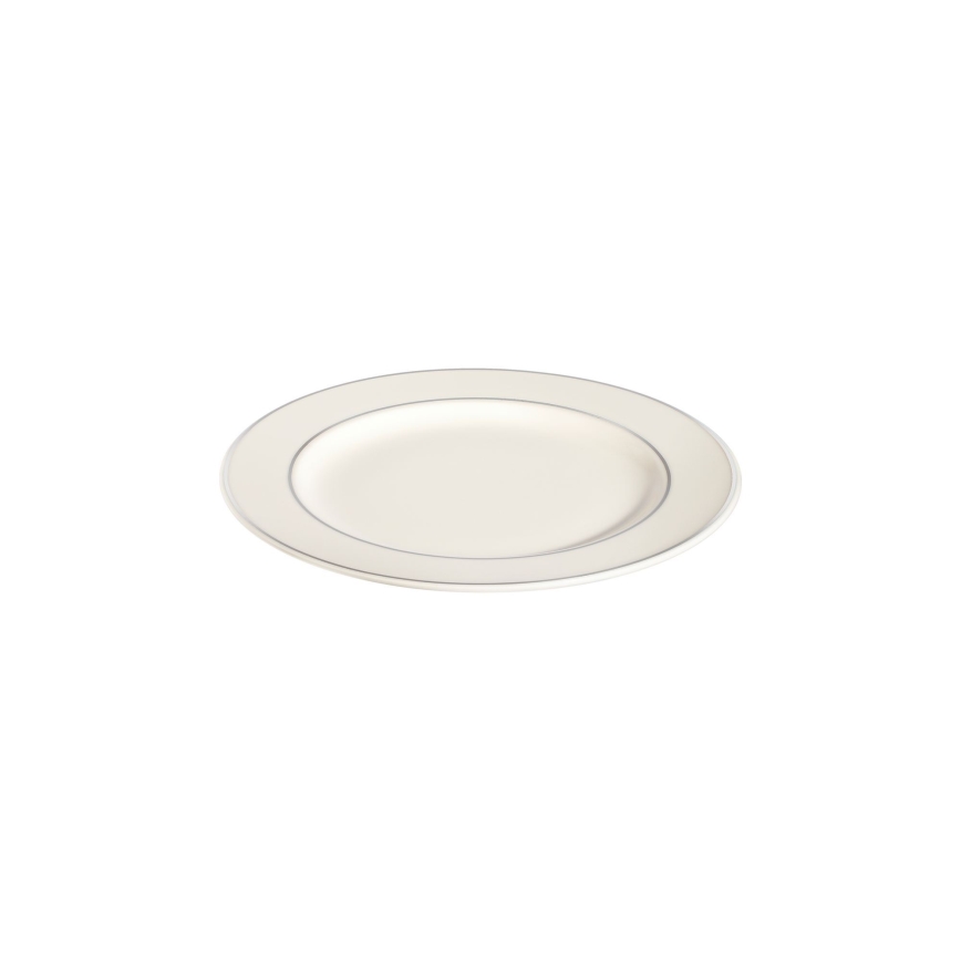 24-teiliges Essservice weiß/silber/Porzellan