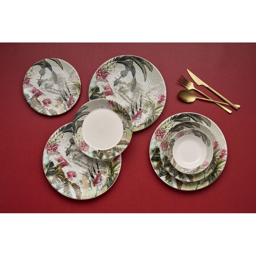 24-teiliges farbenfrohes Keramik-Tafelservice