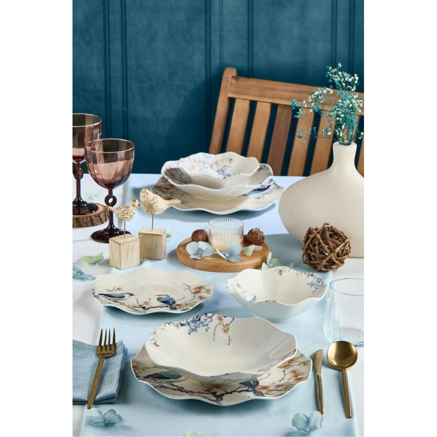 24-teiliges, farbenfrohes Porzellan-Geschirrset