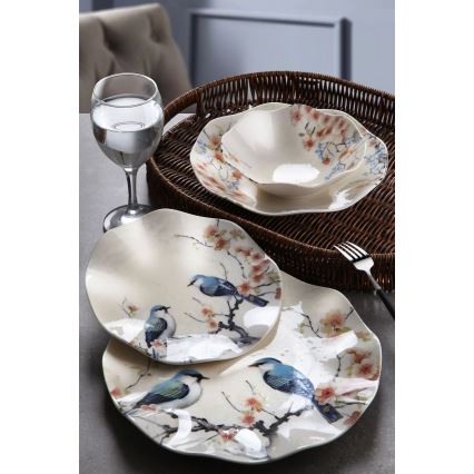 24-teiliges, farbenfrohes Porzellan-Geschirrset