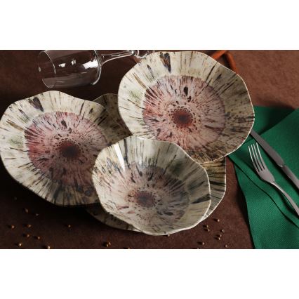 24-teiliges, farbenfrohes Porzellan-Set