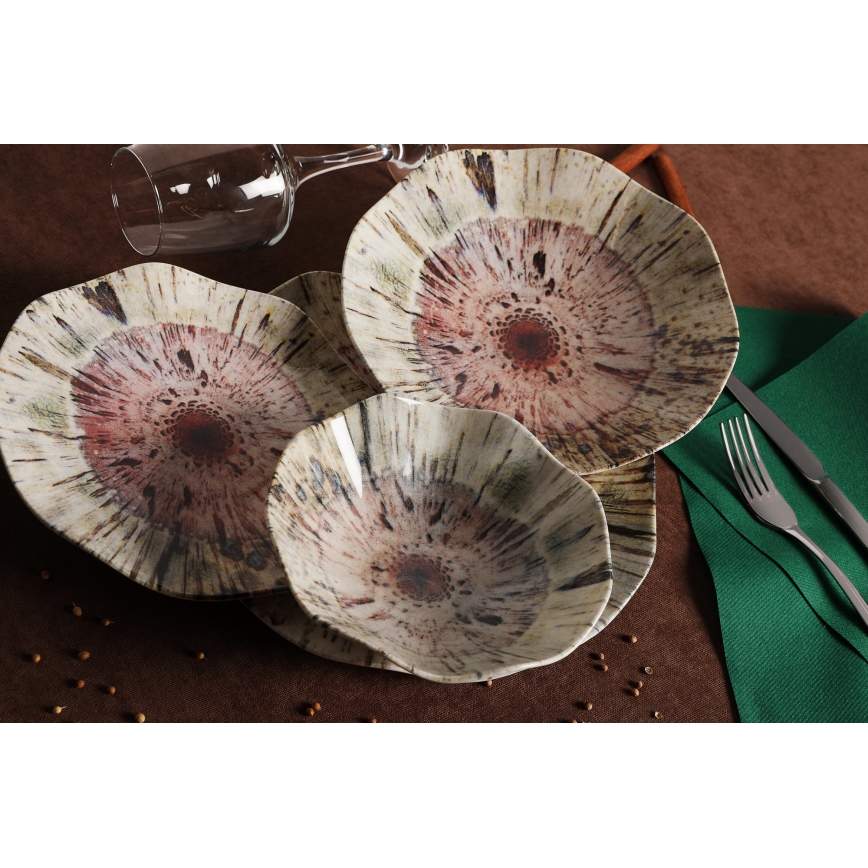 24-teiliges, farbenfrohes Porzellan-Set