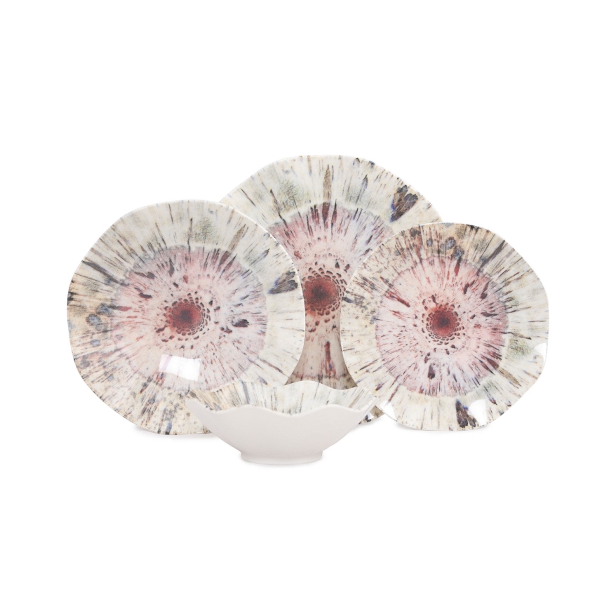 24-teiliges, farbenfrohes Porzellan-Set