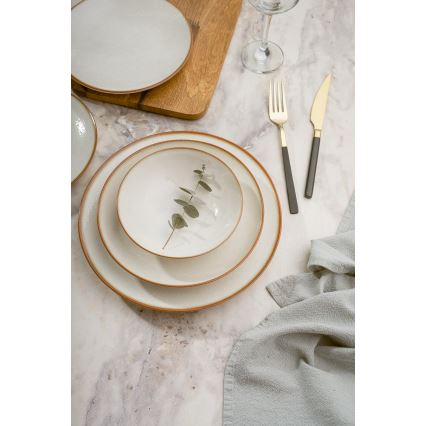 24-teiliges Geschirrset aus Porzellan, beige