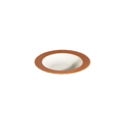 24-teiliges Geschirrset aus Porzellan, weiß/orange