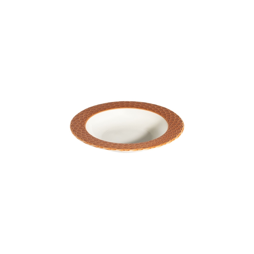 24-teiliges Geschirrset aus Porzellan, weiß/orange